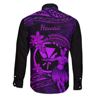Hawaii Family Matching Mermaid Dress and Hawaiian Shirt Hula Girl Mix Polynesian Plumeria Purple Version - Wonder Print Shop
