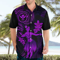 Hawaii Hawaiian Shirt Hula Girl Mix Polynesian Plumeria Purple Version - Wonder Print Shop
