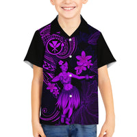 Hawaii Kid Hawaiian Shirt Hula Girl Mix Polynesian Plumeria Purple Version - Wonder Print Shop