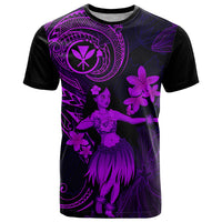 Hawaii T Shirt Hula Girl Mix Polynesian Plumeria Purple Version - Wonder Print Shop