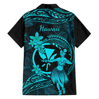 Hawaii Kid Hawaiian Shirt Hula Girl Mix Polynesian Plumeria Turquoise Version - Wonder Print Shop