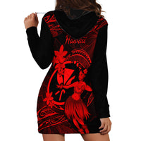 Hawaii Hoodie Dress Hula Girl Mix Polynesian Plumeria Red Version - Wonder Print Shop