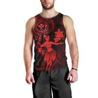 hawaii-men-tank-top-hula-girl-mix-polynesian-plumeria-red-version