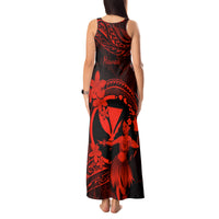 Hawaii Tank Maxi Dress Hula Girl Mix Polynesian Plumeria Red Version - Wonder Print Shop