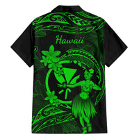 Hawaii Family Matching Off Shoulder Maxi Dress and Hawaiian Shirt Hula Girl Mix Polynesian Plumeria Green Version - Wonder Print Shop