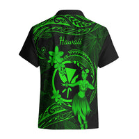 Hawaii Hawaiian Shirt Hula Girl Mix Polynesian Plumeria Green Version - Wonder Print Shop
