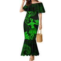 Hawaii Mermaid Dress Hula Girl Mix Polynesian Plumeria Green Version - Wonder Print Shop