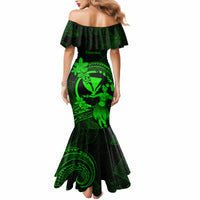Hawaii Mermaid Dress Hula Girl Mix Polynesian Plumeria Green Version - Wonder Print Shop