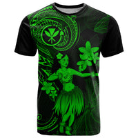 Hawaii T Shirt Hula Girl Mix Polynesian Plumeria Green Version - Wonder Print Shop