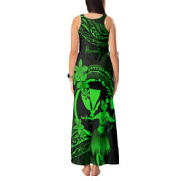 Hawaii Tank Maxi Dress Hula Girl Mix Polynesian Plumeria Green Version - Wonder Print Shop