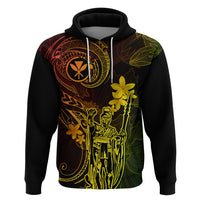 Hawaii Hoodie King Kamehameha Mix Polynesian Plumeria Reggae Version - Wonder Print Shop
