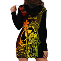 Hawaii Hoodie Dress King Kamehameha Mix Polynesian Plumeria Reggae Version - Wonder Print Shop