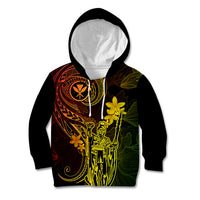 Hawaii Kid Hoodie King Kamehameha Mix Polynesian Plumeria Reggae Version - Wonder Print Shop