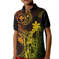 Hawaii Kid Polo Shirt King Kamehameha Mix Polynesian Plumeria Reggae Version - Wonder Print Shop