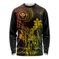 Hawaii Long Sleeve Shirt King Kamehameha Mix Polynesian Plumeria Reggae Version - Wonder Print Shop