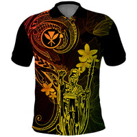Hawaii Polo Shirt King Kamehameha Mix Polynesian Plumeria Reggae Version - Wonder Print Shop