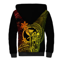 Hawaii Sherpa Hoodie King Kamehameha Mix Polynesian Plumeria Reggae Version - Wonder Print Shop