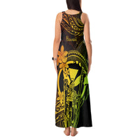 Hawaii Tank Maxi Dress King Kamehameha Mix Polynesian Plumeria Reggae Version - Wonder Print Shop