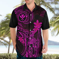 Hawaii Hawaiian Shirt King Kamehameha Mix Polynesian Plumeria Pink Version - Wonder Print Shop