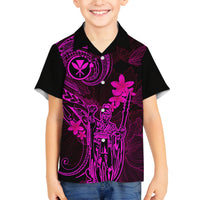 Hawaii Kid Hawaiian Shirt King Kamehameha Mix Polynesian Plumeria Pink Version - Wonder Print Shop