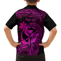 Hawaii Kid Hawaiian Shirt King Kamehameha Mix Polynesian Plumeria Pink Version - Wonder Print Shop