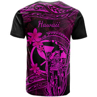 Hawaii T Shirt King Kamehameha Mix Polynesian Plumeria Pink Version - Wonder Print Shop