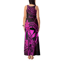 Hawaii Tank Maxi Dress King Kamehameha Mix Polynesian Plumeria Pink Version - Wonder Print Shop