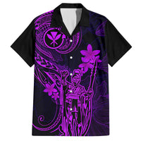 Hawaii Family Matching Mermaid Dress and Hawaiian Shirt King Kamehameha Mix Polynesian Plumeria Purple Version - Wonder Print Shop