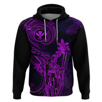Hawaii Hoodie King Kamehameha Mix Polynesian Plumeria Purple Version - Wonder Print Shop
