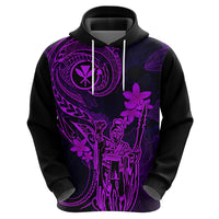 Hawaii Hoodie King Kamehameha Mix Polynesian Plumeria Purple Version - Wonder Print Shop