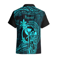 Hawaii Hawaiian Shirt King Kamehameha Mix Polynesian Plumeria Turquoise Version - Wonder Print Shop