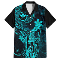 Hawaii Kid Hawaiian Shirt King Kamehameha Mix Polynesian Plumeria Turquoise Version - Wonder Print Shop