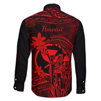 Hawaii Family Matching Puletasi Dress and Hawaiian Shirt King Kamehameha Mix Polynesian Plumeria Red Version - Wonder Print Shop