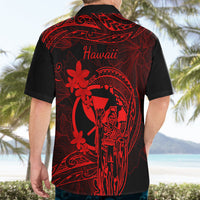 Hawaii Hawaiian Shirt King Kamehameha Mix Polynesian Plumeria Red Version - Wonder Print Shop