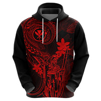 Hawaii Hoodie King Kamehameha Mix Polynesian Plumeria Red Version - Wonder Print Shop