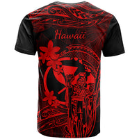 Hawaii T Shirt King Kamehameha Mix Polynesian Plumeria Red Version - Wonder Print Shop