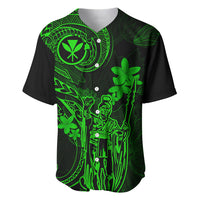 Hawaii Baseball Jersey King Kamehameha Mix Polynesian Plumeria Green Version - Wonder Print Shop