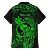 Hawaii Family Matching Tank Maxi Dress and Hawaiian Shirt King Kamehameha Mix Polynesian Plumeria Green Version - Wonder Print Shop