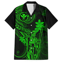 Hawaii Kid Hawaiian Shirt King Kamehameha Mix Polynesian Plumeria Green Version - Wonder Print Shop