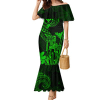 Hawaii Mermaid Dress King Kamehameha Mix Polynesian Plumeria Green Version - Wonder Print Shop