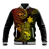 Hawaii Baseball Jacket Pineapple Mix Polynesian Plumeria Reggae Version - Wonder Print Shop