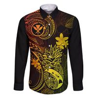 Hawaii Family Matching Long Sleeve Bodycon Dress and Hawaiian Shirt Pineapple Mix Polynesian Plumeria Reggae Version - Wonder Print Shop