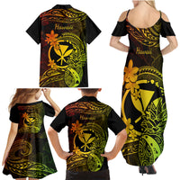 Hawaii Family Matching Summer Maxi Dress and Hawaiian Shirt Pineapple Mix Polynesian Plumeria Reggae Version - Wonder Print Shop