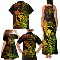 Hawaii Family Matching Tank Maxi Dress and Hawaiian Shirt Pineapple Mix Polynesian Plumeria Reggae Version - Wonder Print Shop