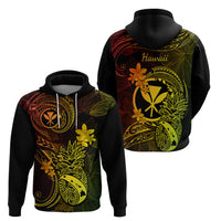 Hawaii Hoodie Pineapple Mix Polynesian Plumeria Reggae Version - Wonder Print Shop