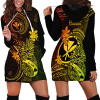 Hawaii Hoodie Dress Pineapple Mix Polynesian Plumeria Reggae Version - Wonder Print Shop