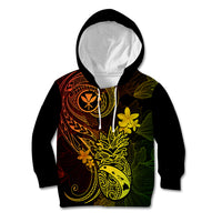 Hawaii Kid Hoodie Pineapple Mix Polynesian Plumeria Reggae Version - Wonder Print Shop