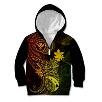 Hawaii Kid Hoodie Pineapple Mix Polynesian Plumeria Reggae Version - Wonder Print Shop