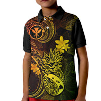 Hawaii Kid Polo Shirt Pineapple Mix Polynesian Plumeria Reggae Version - Wonder Print Shop
