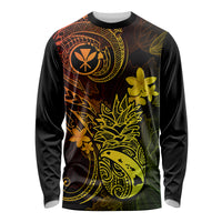 Hawaii Long Sleeve Shirt Pineapple Mix Polynesian Plumeria Reggae Version - Wonder Print Shop